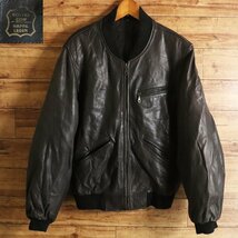 B6S/Y6.12-7　REAL LEATHER　フライトジャケット　本革　レザージャケット　牛革　ナッパレザー　MA-1　革ジャン　皮ジャン　ヴィンテージ_画像1