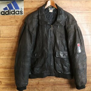 I12T/Y12.7-7　90s　ビンテージ　SAPPORO OLYNPIC adidas　アディダス　札幌五輪　レザージャケット　US-L　トラックジャケット