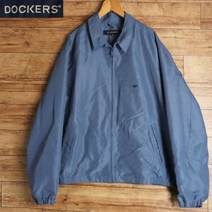 &4J/s7.6-3　00s　DOCKERS　ドッカーズ　スウィングトップ　ワークジャケット　ブルゾン　ポリエステル　XL　ブルー　アメリカ古着