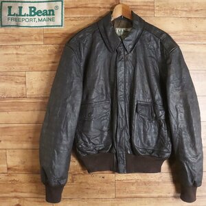 H8S/Y1.29-2　70s～　ビンテージ　USA製　L.L.Bean　エルエルビーン　フライトジャケット　本革　レザージャケット　SCOVILLジッパー　