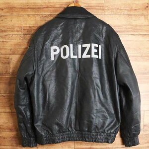 I11T/S12.19-1　ドイツ警察　POLIZEI　レザーポリスマンジャケット　本革　レザージャケット　皮ジャン　革ジャン　ユーロ古着