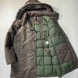 良品/2 M-L相当★モンクレール/MONCLER ダウンコート フーデットジャケット ブルゾン ロゴジップ 中綿 フードファー 厚手 極暖 メンズ 茶