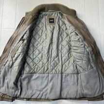 美品/50 XL相当★ヒューゴボス/HUGO BOSS ダイヤステッチ キルティング 子牛革 レザージャケット ライダース メンズ ベージュカーキ_画像7