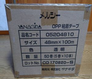 ＯＰＰ粘着テープ　透明　４８ｍｍ×１００ｍ　50巻（5巻×１０）　1箱　メルシー　YANAGIDA