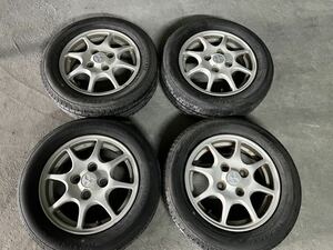 00185 三菱　ekワゴン　純正　アルミホイール　タイヤ　4本セット　155/65R13 13インチ　4穴　13×4J+46 ENKEI エンケイ　PCD100