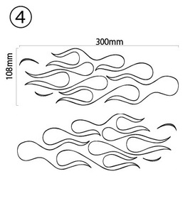 自作カッティングステッカー ファイヤーパターン 左右セット 炎 火 ④ 108×300mm ネコポス対応可能 ステッカー商品同梱可 新品[S-21]