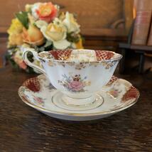 y863r103 英国王室御用達 ROYAL ALBERT/ロイヤルアルバート カップ＆ソーサー エンプレスシリーズ CATHERINE キャサリン レッド系_画像6