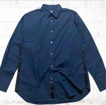 sacai シルクテープ 長袖シャツ scm-009 ドレス コットン　サカイ デザイン S Mサイズ 1 紺色　ネイビー　黒色　ブラック　カッターシャツ_画像1