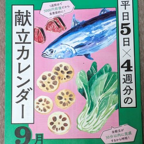 平日5日×4週分の献立カレンダー9月★レタスクラブ2023年9月号付録★送料無料