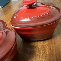 LE CREUSET ル クルーゼ ラムカン ダムール フタ付き ココット 小物入れ 食器 ハート 2個 ペア チェリーレッド_画像3