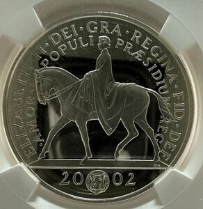 2002 イギリス 5ポンド ゴールデンジュビリー 馬上戴冠 即位50周年 銀貨 NGC PR69 DEEP CAMEO アンティークコイン
