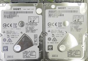 2個セット 320GB 2.5inch 7mm厚 HDD SATA HGST/TOSHIBA/HTS545032A7E680/不良セクタなし