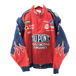 【中古】DUPONT レーシングワッペンジャケット レッド 2XL　デュポン[240024448624]