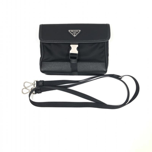 【中古】PRADA リナイロン サフィアーノ スマホショルダー 2ZH108 ブラック R-B　プラダ[240024451121]