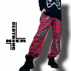 NIER CLOTHING RED CHECKERED EASY PANTS