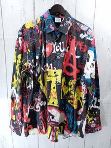 VETEMENTS ヴェトモン GRAFFITISHIRT グラフィティオーバーシャツ UE52SH560B 長袖シャツ メンズ size M ブラック マルチカラー 店舗受取可