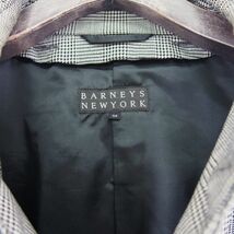 バーニーズ ニューヨーク BARNEYS NEW YORK グレンチェック柄 ボンディング加工 比翼コート(M)グレー_画像3