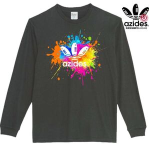 【azides黒M】アジデスペイント おもしろロンT 長袖 魚釣り プレゼント