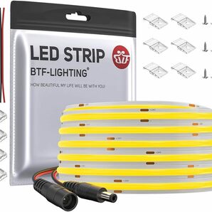 BTF-LIGHTING FCOB COB LEDテープライト 高密度 フレキシブル LEDテープライト 10M/ロール 3360LEDs 電球色 3000K 幅8mm ストリップライトの画像1