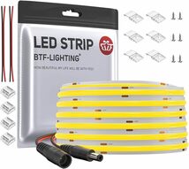 BTF-LIGHTING FCOB COB LEDテープライト 高密度 フレキシブル LEDテープライト 10M/ロール 3360LEDs 電球色 3000K 幅8mm ストリップライト_画像1