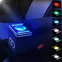 BUYFULL ヤリスクロス アームレスト 呼吸ランプ 七色変換 コンソールボックス YarisCross 取付簡単 LED付き USBポート 肘掛 車内収納_画像1