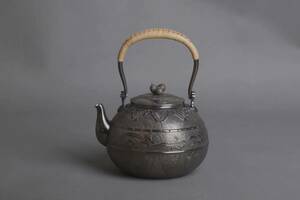 純銀保証 來鳳造 龍紋彫 湯沸 銀瓶 時代物 古美術品 煎茶道具