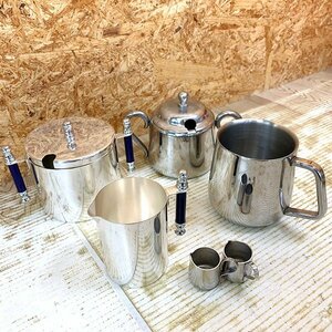 * sugar pot summarize * made of stainless steel sugar pot 2 piece milk pitcher 3 piece mug set sale YUKIWA M-5 interior secondhand goods M