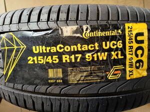 ★在庫処分 サマータイヤ 215/45R17 1本のみ Continental(コンチネンタル) UltraContact UC6 (送料無料 2018年製 )