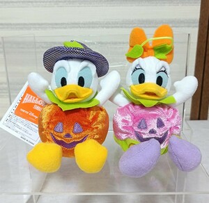 ディズニーリゾート 2014 ハロウィン ドナルド デイジー ぬいぐるみバッジ キーチェーン かぼちゃ Disney ドナルドダック デイジーダック