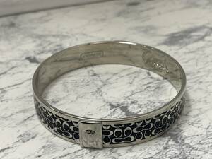  Coach COACH bangle arm wheel signature silver × black beautiful goods 