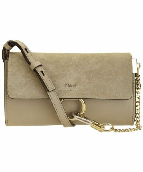 【Chloe(クロエ)】Chloe バッグ ショルダーバッグ　 レザー　ベロア　 スエード グレー系 クロエ ビジネス