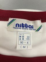 体4-22 M サイズ ワイン ニッタイ nittai 希少品 535 トレーニングシャツ 半袖 バレーシャツ 体操服 体操着 日体 昭和 レトロ 日本製 白 赤_画像7