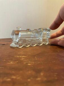 ⑩機関車型のキャンディーガラス容器(アンティークガラス レトロガラス キャンディーポット 飴瓶 金平糖瓶 古ガラス 菓子瓶 古道具)