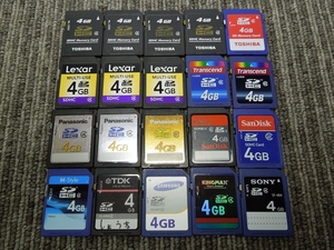 ★お1-579 SDカード 4GB メーカー色々 20枚 フォーマット済み 中古品