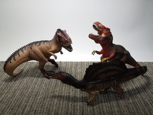 ★あ1-635 Schleich/シュライヒ 恐竜ワールド フィギュア ギガノトサウルス/ティラノサウルス/スピノサウルス 計3体 色剥げあり