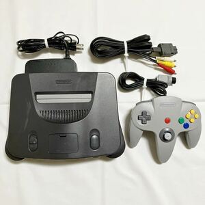 当時物 Nintendo64 本体 コントローラー アダプター AVケーブル 任天堂 ニンテンドー ゲーム機 黒 ブラック レトロ