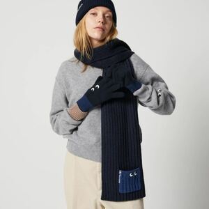 sale! новый товар с биркой *UNIQLO x ANYA HINDMARCH * нагрев Tec вязаный muffler темно-синий 