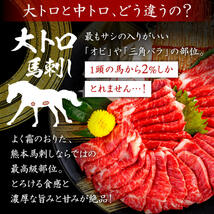 馬刺し 国産 霜降り 肉 2種食べ比べセット大トロ 中トロ 合計250g 馬肉 馬刺 セット 食品 利他フーズ 食べ物 惣菜 ばさし 国産馬刺し_画像3