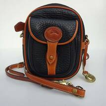 USA製ドゥーニーアンドバーク DOONEY&BOURKE ミニショルダーバッグ レザー 黒×ブラウン ストラップ着脱可 バッグ ポシェット ポーチ_画像1