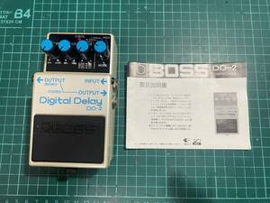 美品！ BOSS DD-2 MADE IN JAPAN Digital Delay 取扱説明書付属　即決で、PSAアダプタ付属（この時期の専用アダプタ）！　動作確認済み品　