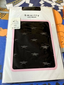 smartly leg wear M-L ブラック 柄 タイツ