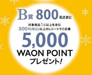 懸賞応募★WAON POINT 5000ポイントが800名様に当たる！イオン冬のヨーグルトキャンペーン！応募レシート1口