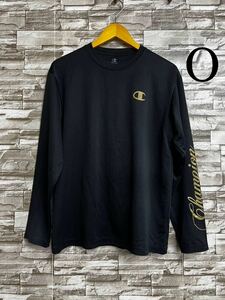 O Champion チャンピオン ブラック スポーツウェア トレーニングウェア ポリエステル 長袖Tシャツ 長袖 Tシャツ ロンT トップス ロゴ