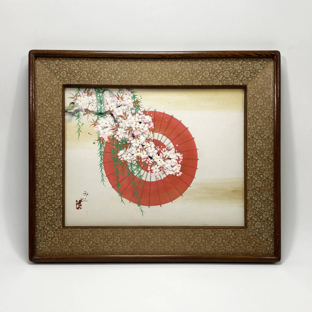 [Authentic] ■ Ogawa Uko ■ Flower and Willow Japanese painting/framed 240131009, Painting, Japanese painting, others