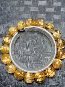 即決 0107J1013 ★【150Ａ黄金タイチンルチル】★ブレス 12-12.5mm（新品）