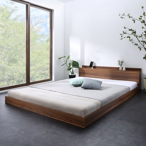  двуспальная кровать матрац * полки * розетка имеется walnut Brown пол bed low bed bed двойной кровать с решетчатым основанием 