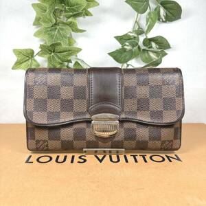 1円 ルイヴィトン LOUIS VUITTON ダミエ エベヌ 長財布 システィナ 大容量 N61747 シリアルナンバー CA1162男女兼用