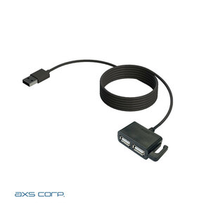 延長・増設2ポートケーブル 3.1A対応 ブラック 車内USB充電コードの延長 USB-A DC12V コード長さ1.2m フック付き アークス/axs X-317 ht