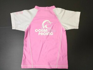 新品　OP　オーシャンパシフィック　OCEAN PACIFIC　ラッシュガード　女の子　１３０センチＬサイズ　ホワイト/ピンク　NIKKi正規品