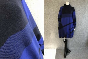 ◆新品◆*定番*もっちりニット*ウール混*デザインワンピース*R/Blue*